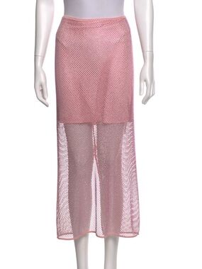 Pink Crystal-Embellished midi Skirt